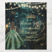 Étiquette Pour Bouteilles De Vin Robe verte émeraude de la forêt enchantée Quinceañ (Étiquettes simples)