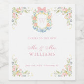 Étiquette Pour Bouteilles De Vin Rococo Floral Monogram Crest Wedding Welcome (Étiquettes simples)