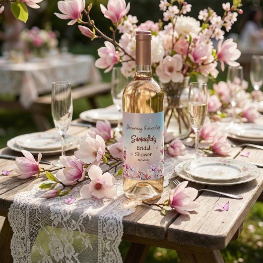 Étiquette Pour Bouteilles De Vin Romance en fleur - Réception de mariage