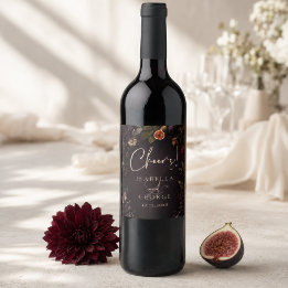 Étiquette Pour Bouteilles De Vin Romance Enraciné Sombre Botanique Mariage Maussade