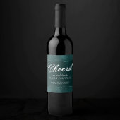 Étiquette Pour Bouteilles De Vin Romance Turquoise de minuit | Satiny Grunge Damask