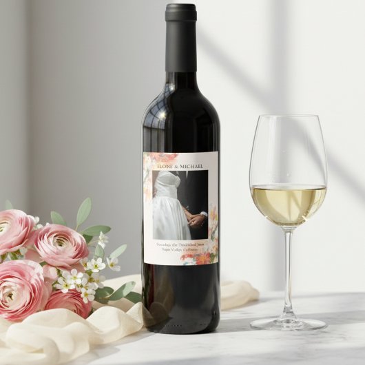 Étiquette Pour Bouteilles De Vin Romantic Blush Painted Floral Wedding