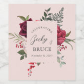 Étiquette Pour Bouteilles De Vin Romantic Pink Bridal Bouquet Customized (Étiquettes simples)