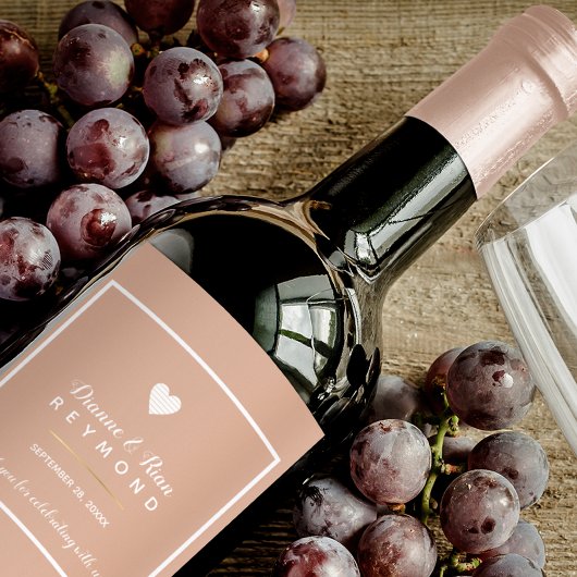Étiquette Pour Bouteilles De Vin Romantique Étiqueté Mariage Dusty Rose