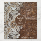 Étiquette Pour Bouteilles De Vin Romantique rustique pays occidental cuir et dentel (Étiquettes simples)