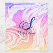 Étiquette Pour Bouteilles De Vin Rose blanc Vague Abstraite fille Monograms mignonn (Étiquettes simples)