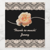 Étiquette Pour Bouteilles De Vin Rose de pêche romantique avec dentelle Faux sur no (Étiquettes simples)