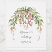 Étiquette Pour Bouteilles De Vin Rose Elégant Mariage de verdure personnalisée (Étiquettes simples)