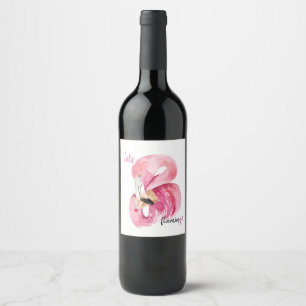 Étiquette Pour Bouteilles De Vin Rose exotique moderne Flamant rose Aquarelle