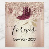 Étiquette Pour Bouteilles De Vin Rose Florals Marsala Burgundy Mariage (Étiquettes simples)