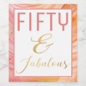 Étiquette Pour Bouteilles De Vin Rose Gold et Rose Agate 50 et Fabuleux anniversair (Étiquettes simples)