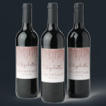 Étiquette Pour Bouteilles De Vin Rose Gold Parties scintillant Drip 40th Birthday P<br><div class="desc">Ces étiquettes chics et féminins de bouteille de vin de quarantième anniversaire ont une bordure brillante rose or faux parties scintillant et rose or ombre arrière - plan. Personnalisez-les avec son nom en écriture rose foncé,  avec son anniversaire et la date ci-dessous en police sans serif.</div>