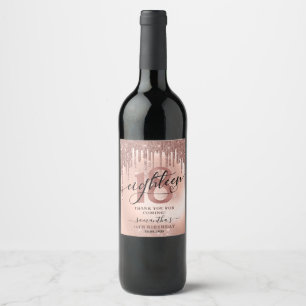Étiquette Pour Bouteilles De Vin Rose Gold Parties scintillant & Foil 18e anniversa