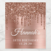 Étiquette Pour Bouteilles De Vin Rose goutte Parties scintillant or Glam 18e annive (Étiquettes simples)