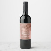 Étiquette Pour Bouteilles De Vin Rose goutte Parties scintillant or Glam 18e annive (Devant)