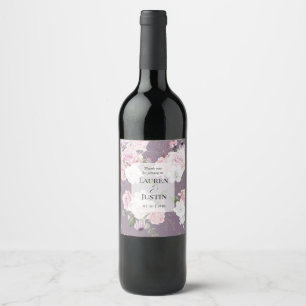 Étiquette Pour Bouteilles De Vin Rose Jardin élégant fleuri Mariage Vin Étiquette