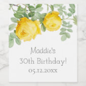 Étiquette Pour Bouteilles De Vin Rose jaune | 30e anniversaire (Étiquettes simples)