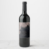 Étiquette Pour Bouteilles De Vin Rose Mariage or/marine Joyau Palm Leaf ID830 (Devant)