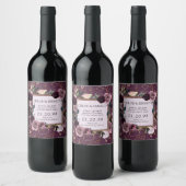 Étiquette Pour Bouteilles De Vin Rose Mauve, Or et Fleurs Violettes (Bouteilles)