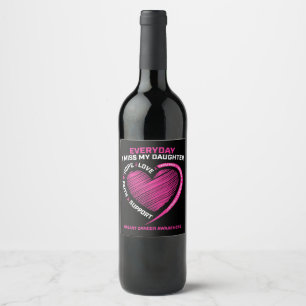 Étiquette Pour Bouteilles De Vin Rose mignon Mémoire Amour Fille Cancer du sein Aw