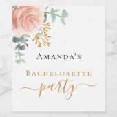 Étiquette Pour Bouteilles De Vin rose or floral eucalyptus Bachelorette Party (Étiquettes simples)