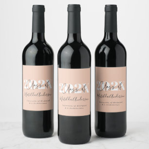 Étiquette Pour Bouteilles De Vin Rose or moderne design fête de remise de diplômes