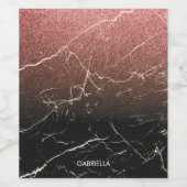 Étiquette Pour Bouteilles De Vin Rose Parties scintillant marbre noir (Étiquettes simples)