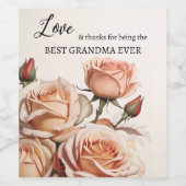 Étiquette Pour Bouteilles De Vin Rose Roses Grand-mère (Étiquettes simples)