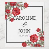 Étiquette Pour Bouteilles De Vin Rose rouge Mariage floral (Étiquettes simples)