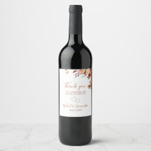 Étiquette Pour Bouteilles De Vin Rose rustique et mariage d'automne au chrysanthème