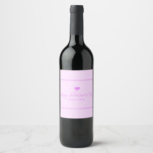 Étiquette Pour Bouteilles De Vin Rose - Saint-Valentin violet (Devant)