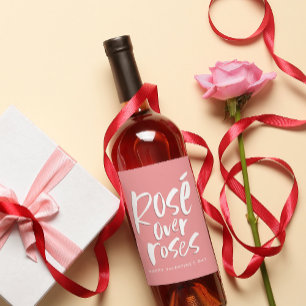 Étiquette Pour Bouteilles De Vin Rosé sur rose audacieux Valentine Galentine modern