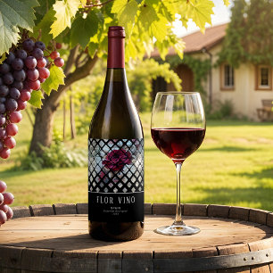 Étiquette Pour Bouteilles De Vin Rose victorien Ephemera Floral