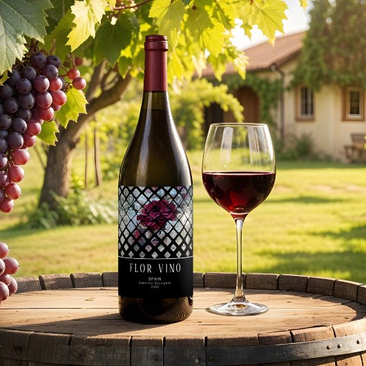 Étiquette Pour Bouteilles De Vin Rose victorien Ephemera Floral