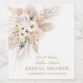 Étiquette Pour Bouteilles De Vin Roses blanches du désert Fête des mariées en herbe (Étiquettes simples)