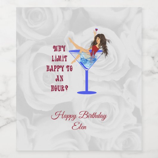 Étiquette Pour Bouteilles De Vin Roses Blanches Et Fille (Étiquettes simples)