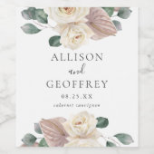 Étiquette Pour Bouteilles De Vin Roses d'aquarelle et orchidées Mariage personnalis (Étiquettes simples)