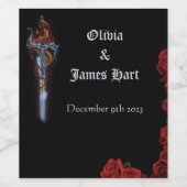 Étiquette Pour Bouteilles De Vin Roses d'épée de dragon rouge (Étiquettes simples)