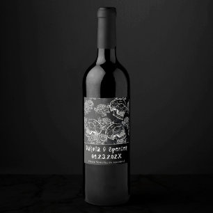 Étiquette Pour Bouteilles De Vin Roses des crânes et des calques   Merci gothique e
