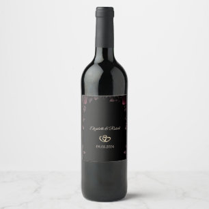 Étiquette Pour Bouteilles De Vin Roses Élégantes Sombre Bourgogne Mariage Noir