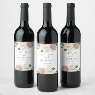 Étiquette Pour Bouteilles De Vin Roses et orchidées aquarelle Mariage personnalisé