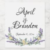 Étiquette Pour Bouteilles De Vin Roses jaunes lavande et Eucalyptus  (Étiquettes simples)