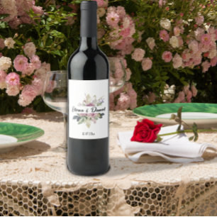 Étiquette Pour Bouteilles De Vin Roses lavande rose aquarelle minimaliste