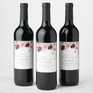 Étiquette Pour Bouteilles De Vin Roses roses roses roses bleues de Bourgogne Fête d