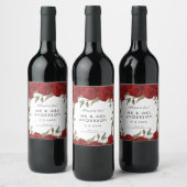 Étiquette Pour Bouteilles De Vin roses rouges et bouteille de fête de mariage verte (Bouteilles)
