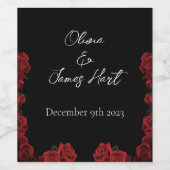 Étiquette Pour Bouteilles De Vin Roses rouges Mariage noir blanc (Étiquettes simples)