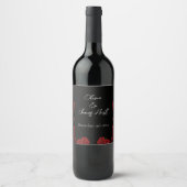 Étiquette Pour Bouteilles De Vin Roses rouges Mariage noir blanc (Devant)