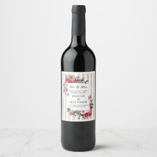Étiquette Pour Bouteilles De Vin Roses sauvages et Étiquette de vin parfaitement pâ