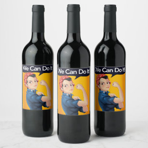 Étiquette Pour Bouteilles De Vin Rosie le Riveter Iconic Nous pouvons le faire