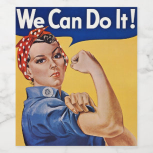 Étiquette Pour Bouteilles De Vin Rosie le Riveter : Une femme forte pour l'autonomi